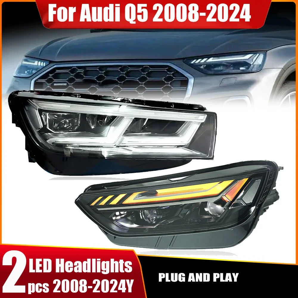 For Audi Q5 2008-2019-2024 upgrade LED headlamp Laser Lenses Lamp Head Front Light Daytime running light headlight Accessories