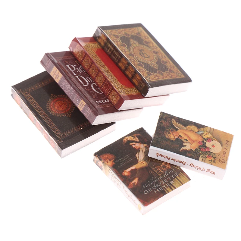 6 sztuk/zestaw Papierowe + Piankowe Meble do Domku dla Lalek Dekoracja 1/12 Miniaturowy Model Książki do Domku dla Lalek