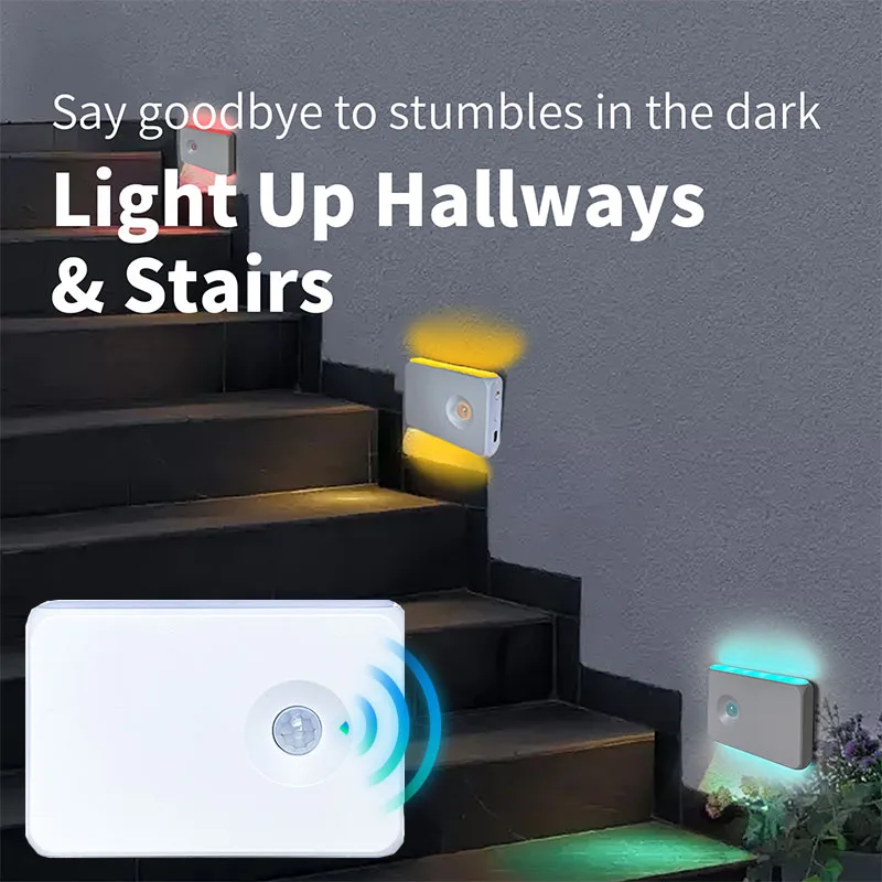 

PIR Motion Sensor LED Night Light USB Rechargeable Wall Lamp for Kitchen Cabinet Wardrobe Lamp Staircase Wireless Closet Light