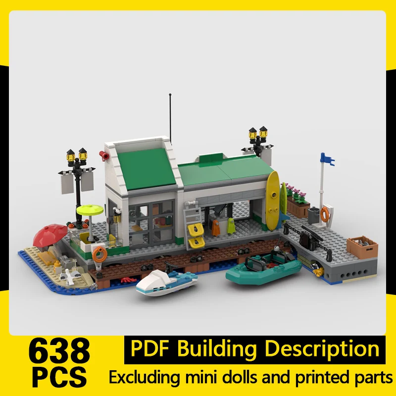 

City Street View Model MOC Building Bricks Harbour Marina Modular Technology Gifts Holiday Assemble Children Toys Suit