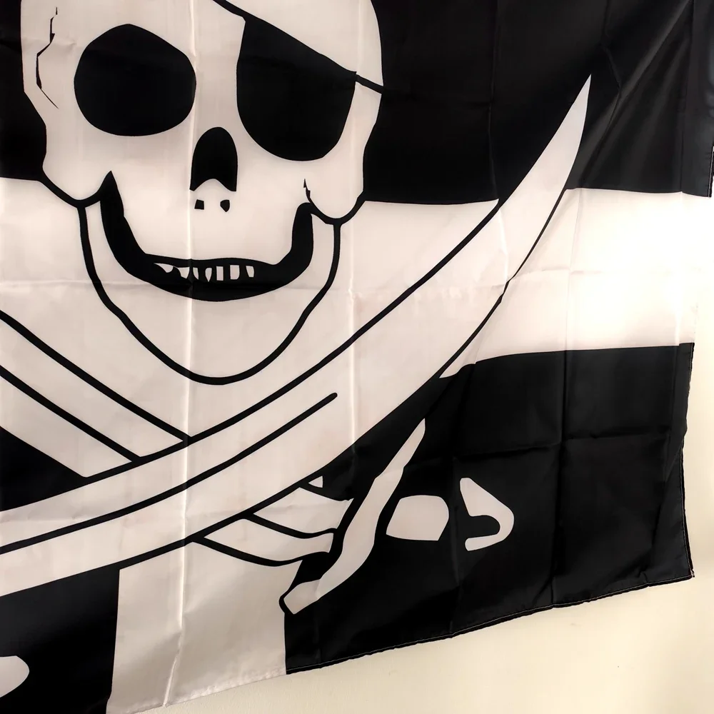 Skull Cross Bones Pirate Flag, Brethren of the Coast Banner, 90x150cm, Hanging for Decoration