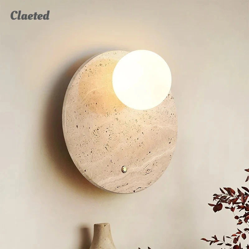 

Настенный светильник Wabi Sabi из желтого камня для спальни, прикроватный светильник, декоративный светильник для создания атмосферы в отеле, гостинице, коридоре, для интерьера помещений