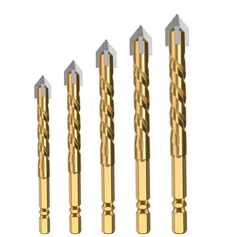 5-12mm Tile Drilling Drill Bit Glass Cement Concrete Metal Marble Special High Hardness Four-Edged Alloy Drill Bits Dry Drilling