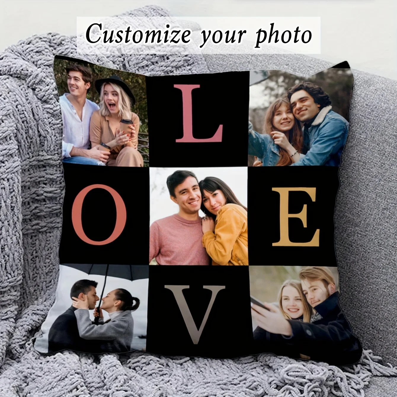  Custom Photo Throw Pillow Cover Personalized Picture LOVE Print Cushion Case Valentine Anniversary Gift For Couple Home Decor