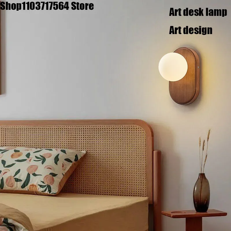 

Minimalist solid wood Japanese new bedroom wall lamp wabi-Sabi bedside lamp hallway lamp wall retro lamps porch lamp hanging lam