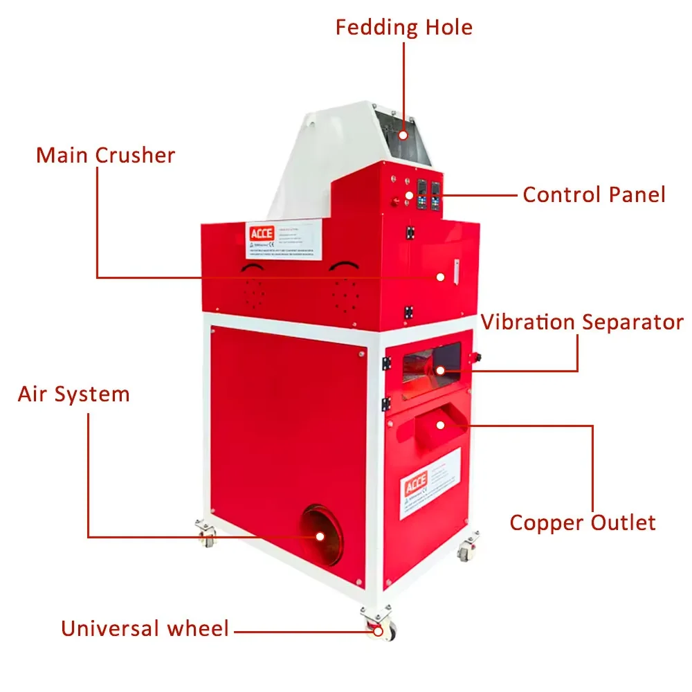 Однофазная машина для измельчения медной проволоки красного цвета, машина для дробления проволоки, мини-машина для грануляции кабеля