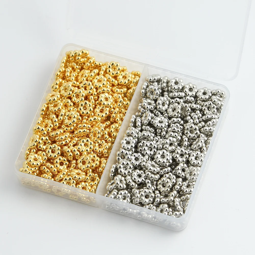 400pcs 6MM Snowflake CCB Spacer Loose Beads DIY Set Box For Bracelet Necklace Jewelry Making Accessories
