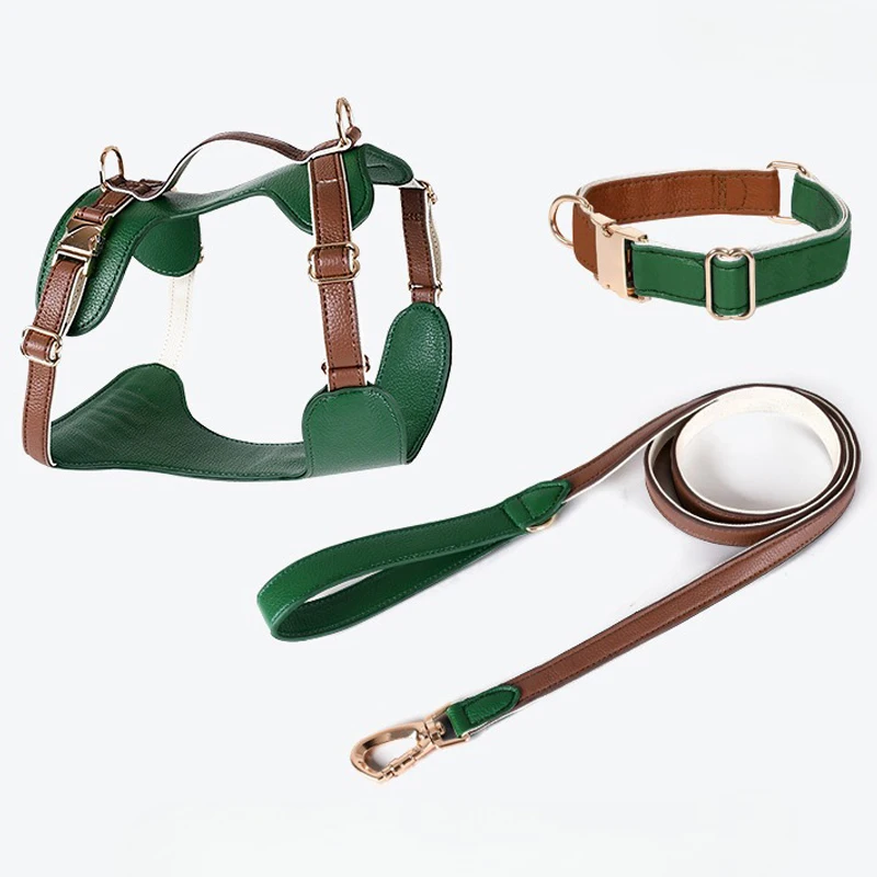 New Fashion High-End Pet Harness Adjustable Dog Leather Hand Holding Rope Medium Large Dog Puppy Outdoor Accessories