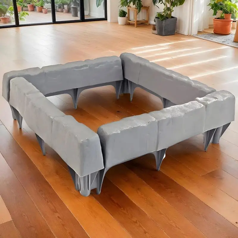 8pcs/1Set Faux Retaining Wall Brick Landscape Edging Easy Install Weather Resistant Long Lasting Stone Like Blocks For Garden