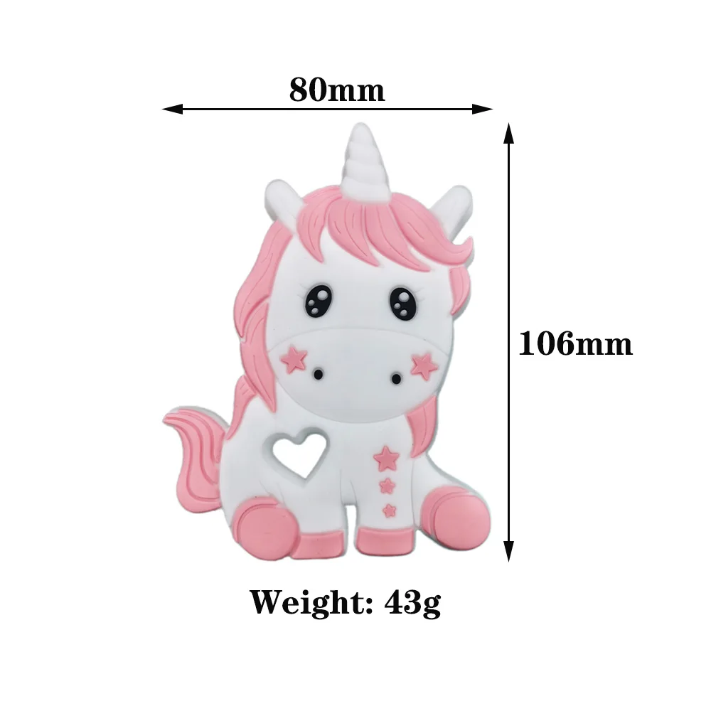 1 Buah Hadiah Kawaii Mainan Gigi Bayi Unicorn Food Grade Liontin Dot Rantai Aksesori Kalung untuk Bayi