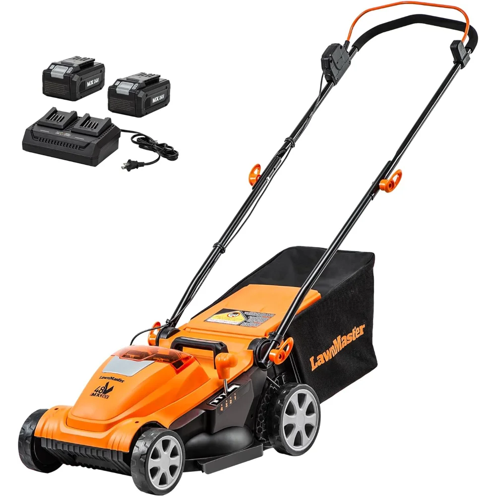 LawnMaster CLMF4815E 48V MAX* 15-inch Brushless Cordless Mower with 2X24V MAX* 4.0Ah Battery and a Dual Charger