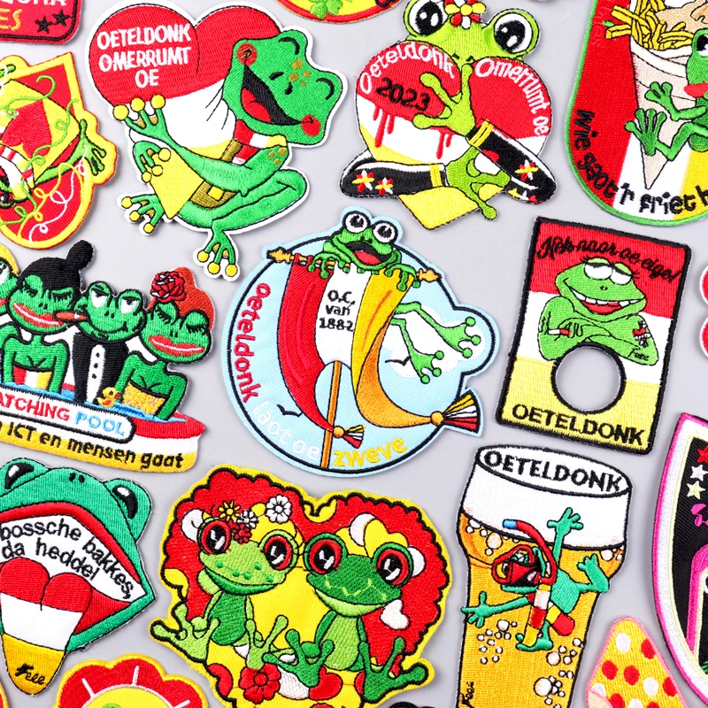 Нашивки для одежды с принтом лягушки, карнавала для Нидерландов, нашивки для одежды с вышивкой эмблемой Эйндховен, Oeteldonk
