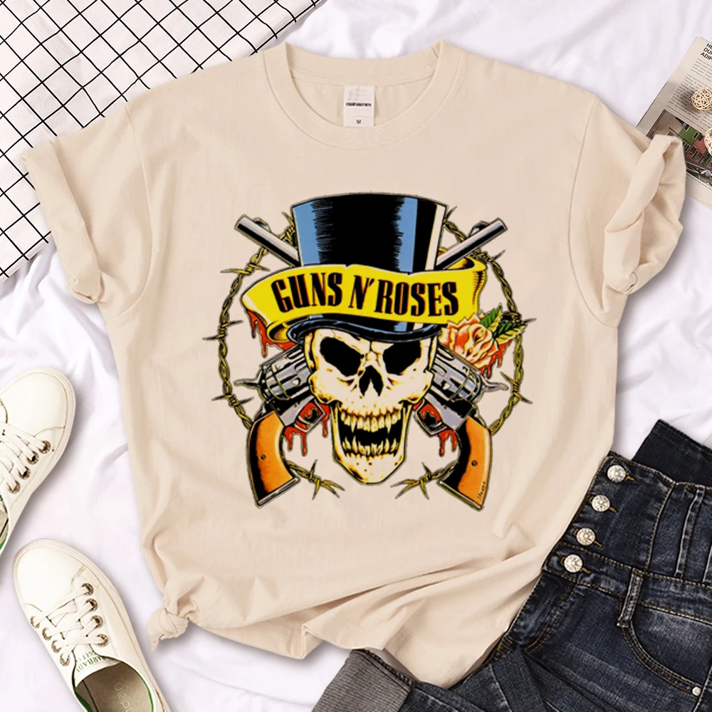 Guns n Roses t-shirts women Japanese streetwear t-shirts girl comic designer funny clothes