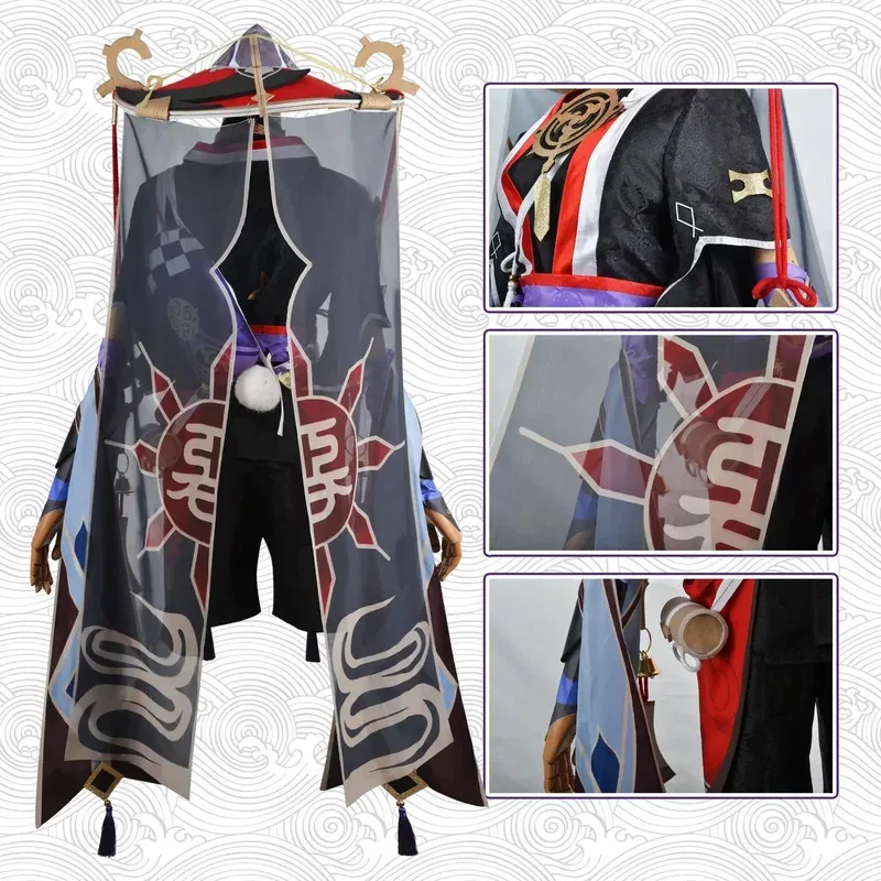 애니메이션 게임 Genshin Impact Scaramouche 코스프레 의상 모자 신발 가발 애니메이션 할로윈 Genshin Cosplay Scaramouche Costume for Men