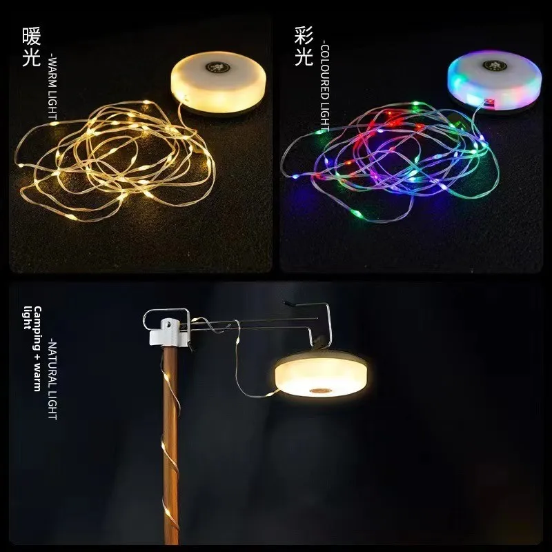 Stringa di luce esterna, luce da campeggio, luce per tenda, stringa di luce retrattile, stringa di luce da campeggio multifunzionale per esterni