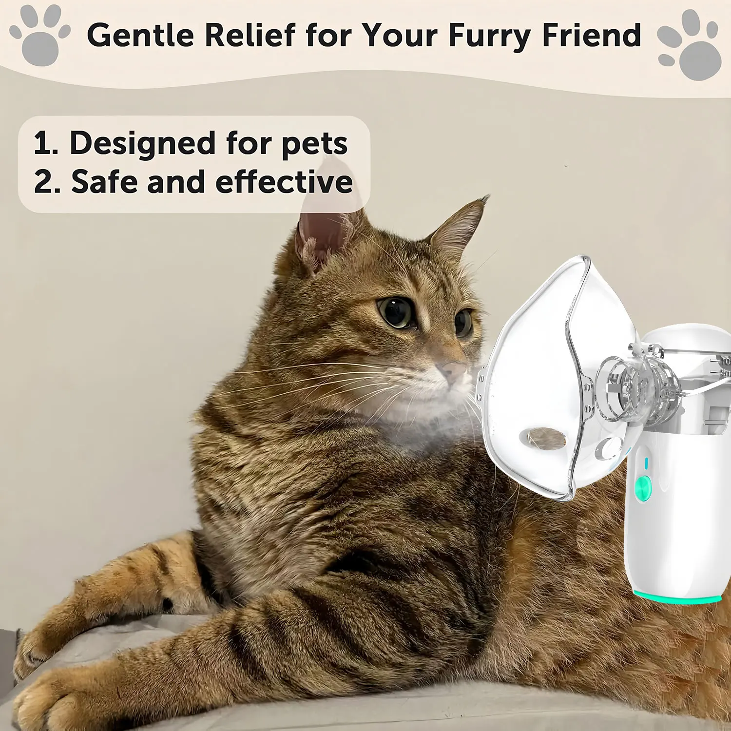 Portable Pet Nebulizer, Low Noise Handheld Animal Inhaler Machine, Household Respiratory Care Nebulizer for Cats Dogs Small Pets