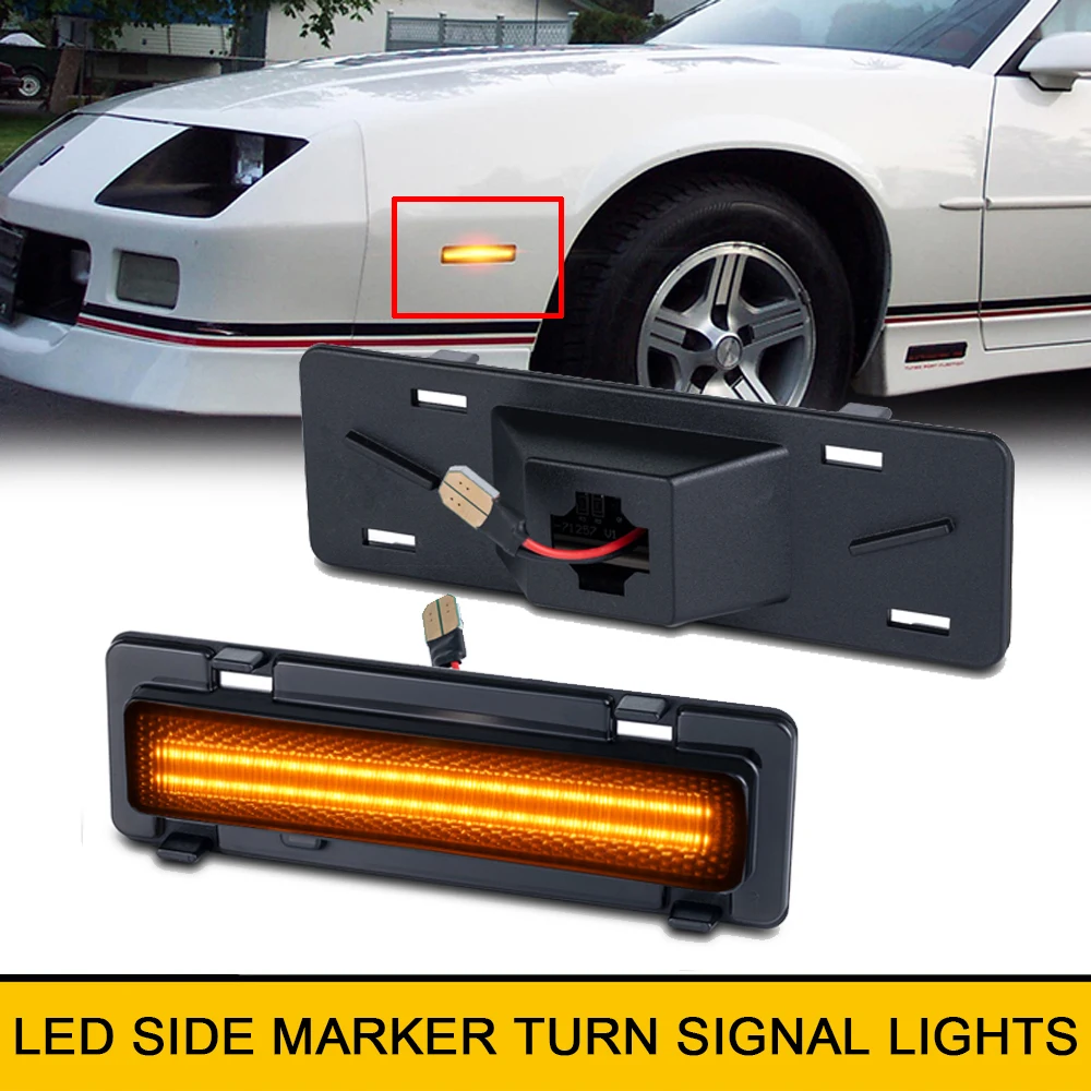 สำหรับ Chevy Camaro Pontiac Firebird 1982-1992กันชนด้านหน้าสัญญาณไฟเลี้ยว LED ไฟสัญญาณ CANbus แต่งรถอำพัน