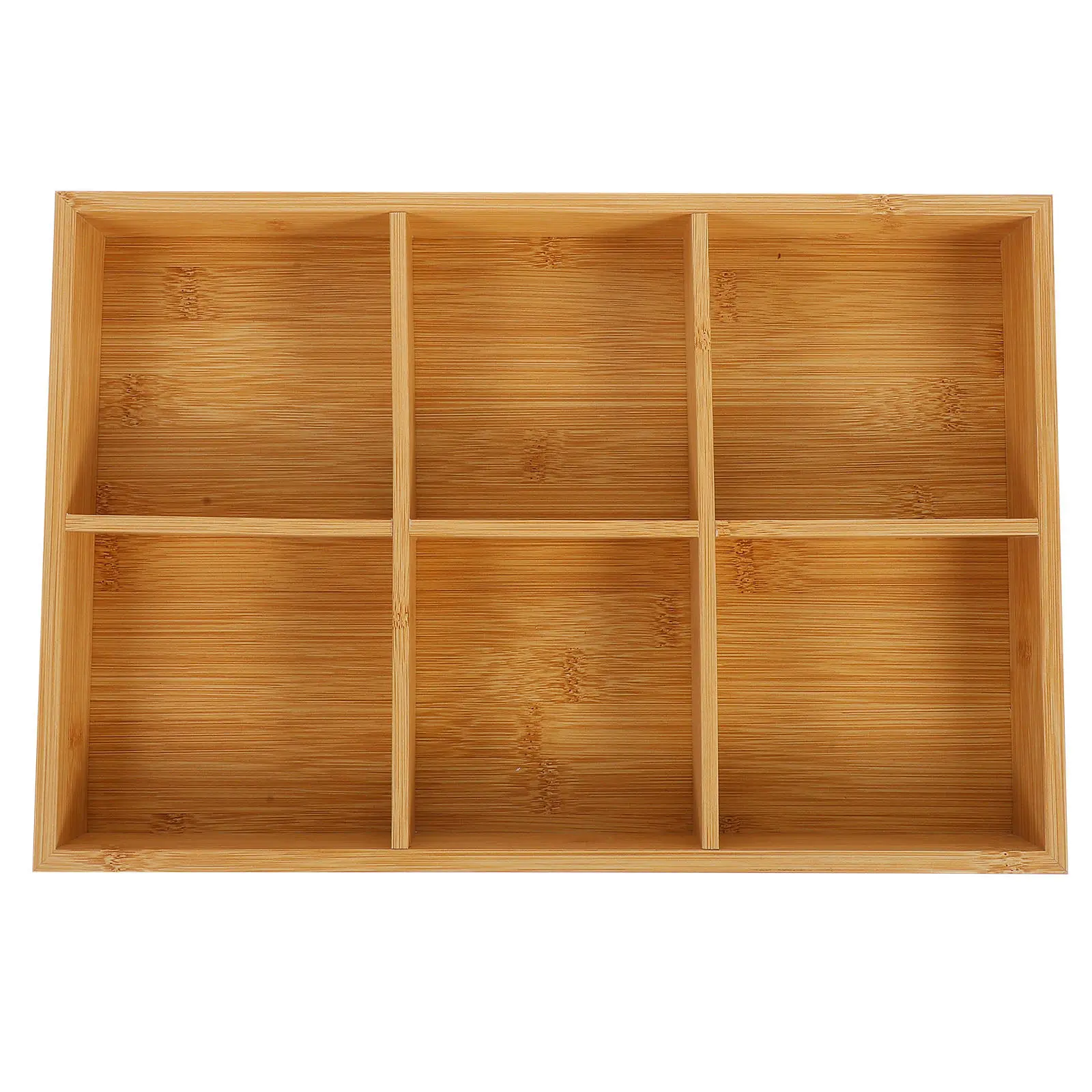 

Bamboo Storage Tray 6 Compartments Rectangular Divided Wooden Organizer for Crayons Chalk Art Room Storage Wooden Divided Tray