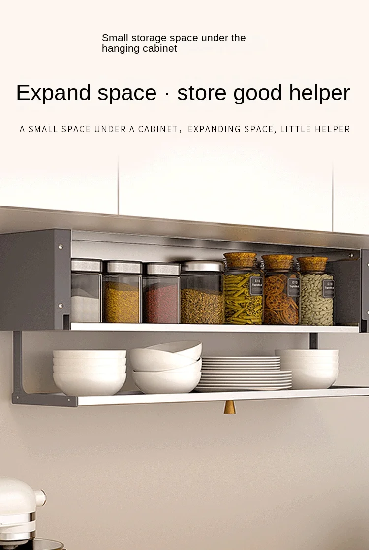 Kitchen storage rack, cabinet storage, hanging cabinet, pull-down hanging rack, downward flipping seasoning storage rack, 304 st