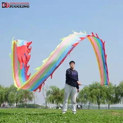 3D Rainbow Color Ribbon Streamer with Handstick Travel Bag Washable Silk Dragon Poi For Kids & Adults Outdoor Flinging Fitness