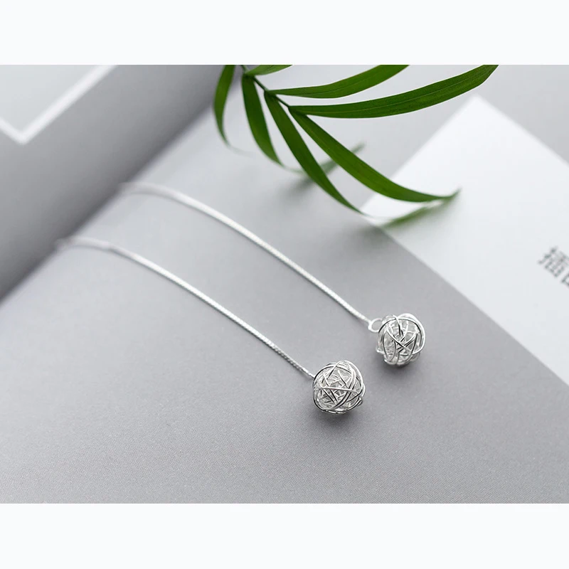 Modian Minimalism Unique Design Long Chain Ball Earrings for Women 925 Sterling Silver Dangle Earings Korean Drop Ear Jewelry - Image 4