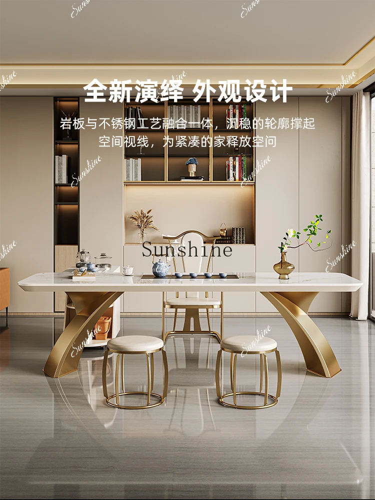 Italian slate combination modern office home high-end sense light luxury kung fu tea table kettle integratedP