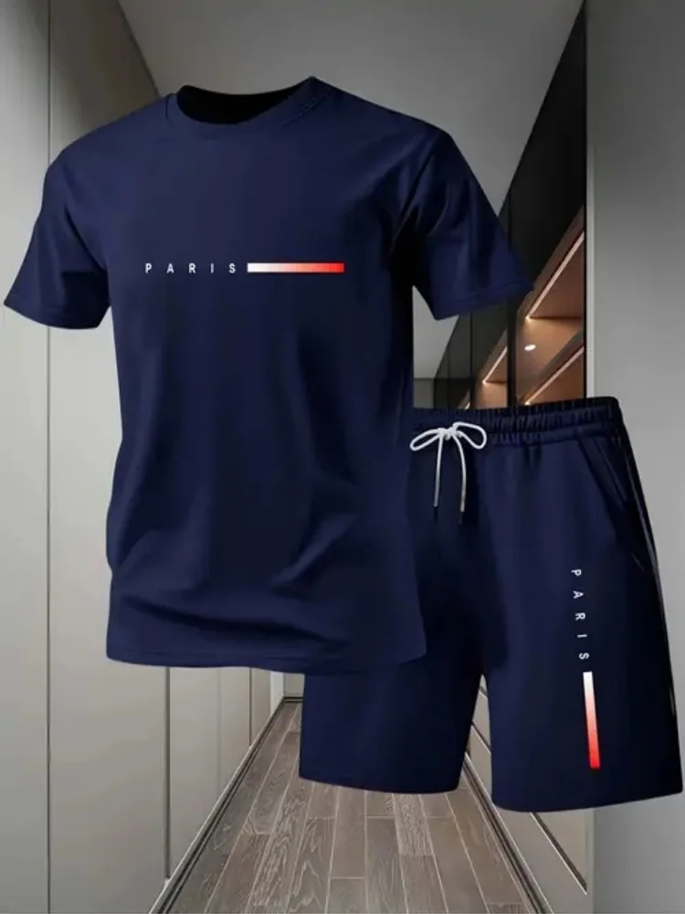 

Men Sets 2025 Summer Men Clothing Casual Tshirt +Short Two-piece Oversize Men's Short Sleeve Breathable Sports Suit 2-piece Se