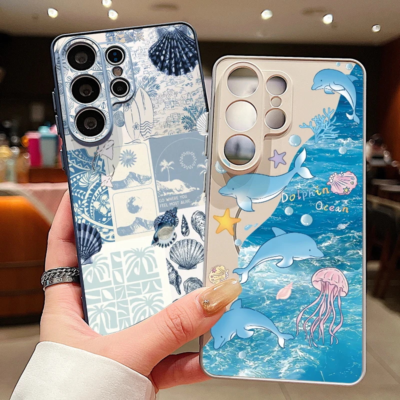 Cute Whale Dolphin Print Magnetic Phone Case For Samsung Galaxy S26 S25 Ultra Edge S24 S23 FE A57 A17 A56 A37 A16 A54 A55 Cover