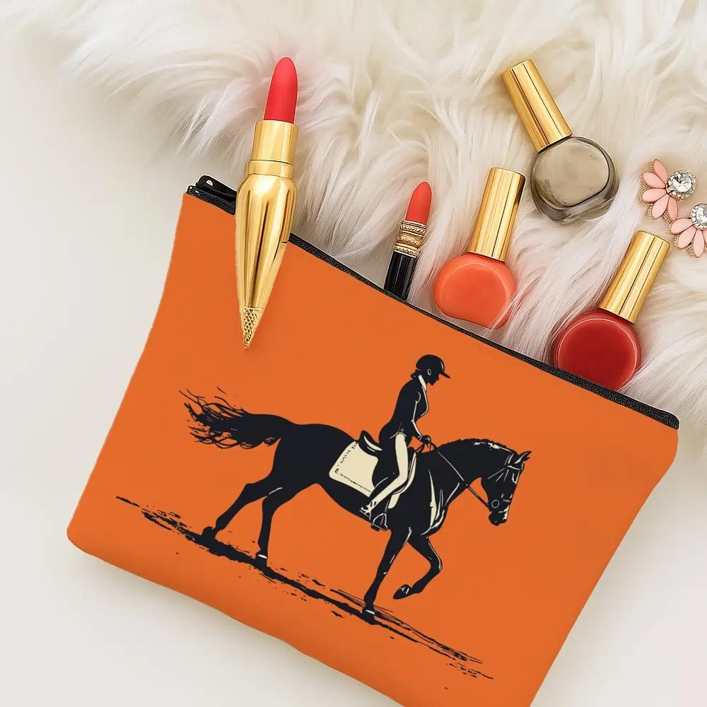 1pc Equestrian Rider Silhouette Makeup Bag,Perfect for Daily,Travel,Makeup Storage,A Unique Gift for Horse Riding Lovers