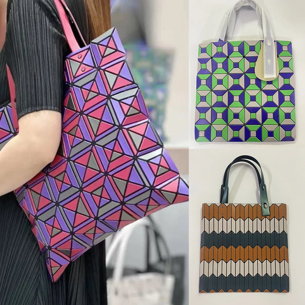 

2025 New Bao Colorful Large Tote Japanese Trendy Luxury Designer Geometric Triangle Pink Six Grids Cupid Shoulder Bag For Women