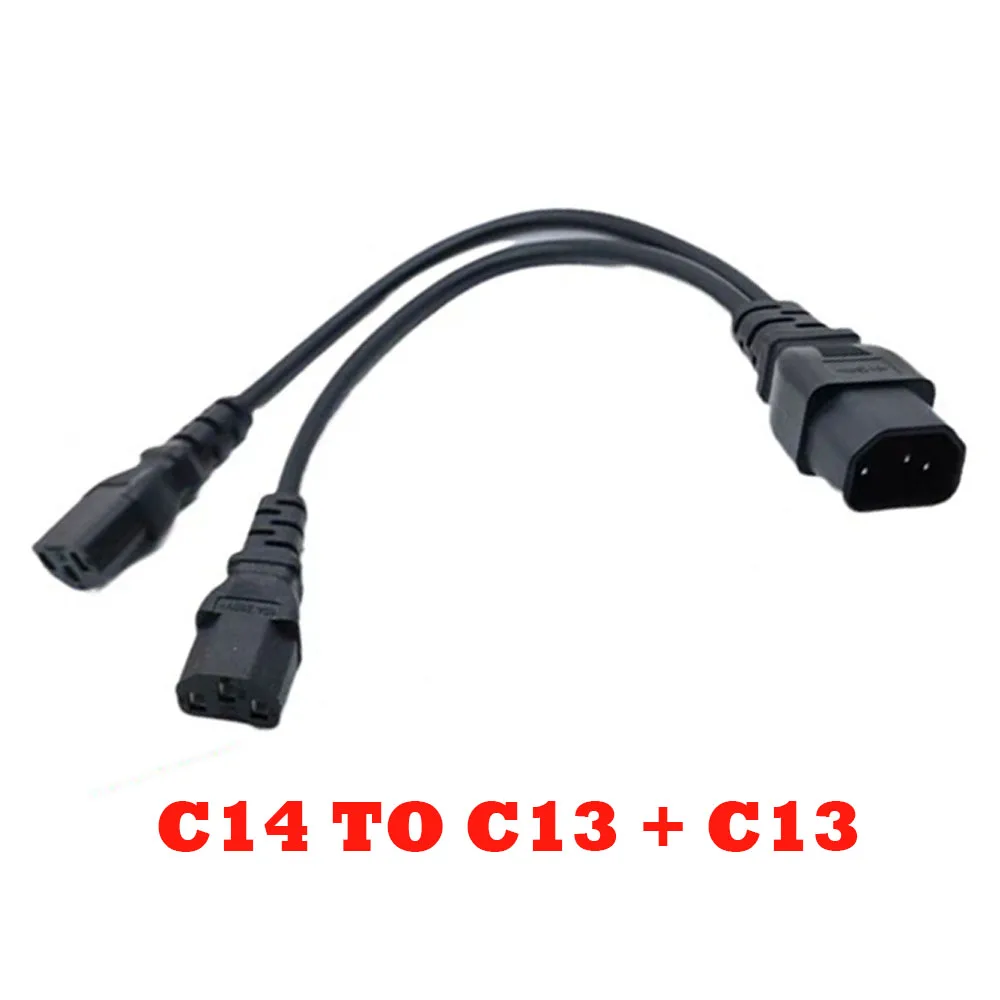 Universal IEC320 C14 to 2 C13 C5 C8 UPS PDU Power Cord 2 In One C14 to Double C13 Connector Extension Data Line 10A 30CM Cable