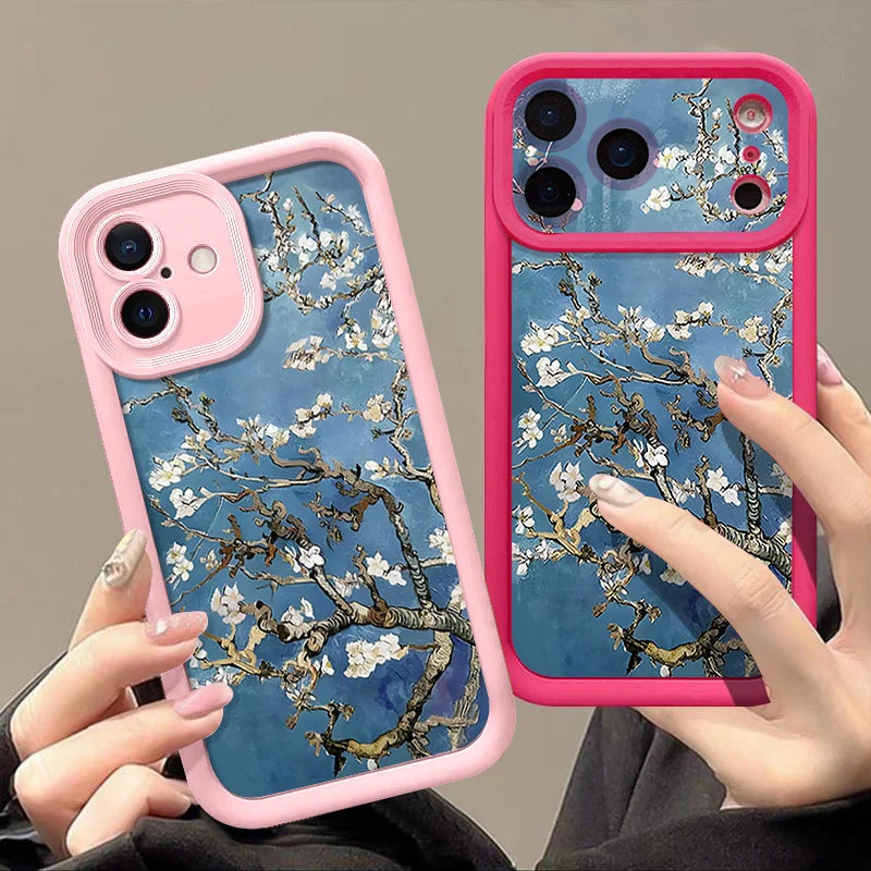 White Flowers Branches Case For iPhone 17 Pro Max Funda iPhone 16 Pro Max 11 12 13 14 15 16E 18 Shockproof Silicone Soft Cover