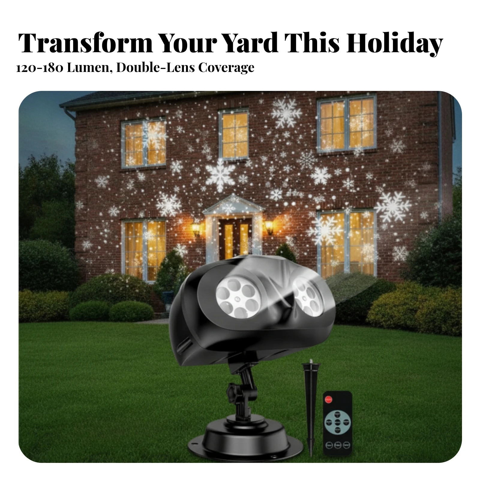 Projection Light Adjustable LED Snowflake Light Device with Ground Stake Snowflake Projection Light Outdoor-Ready for Gardens