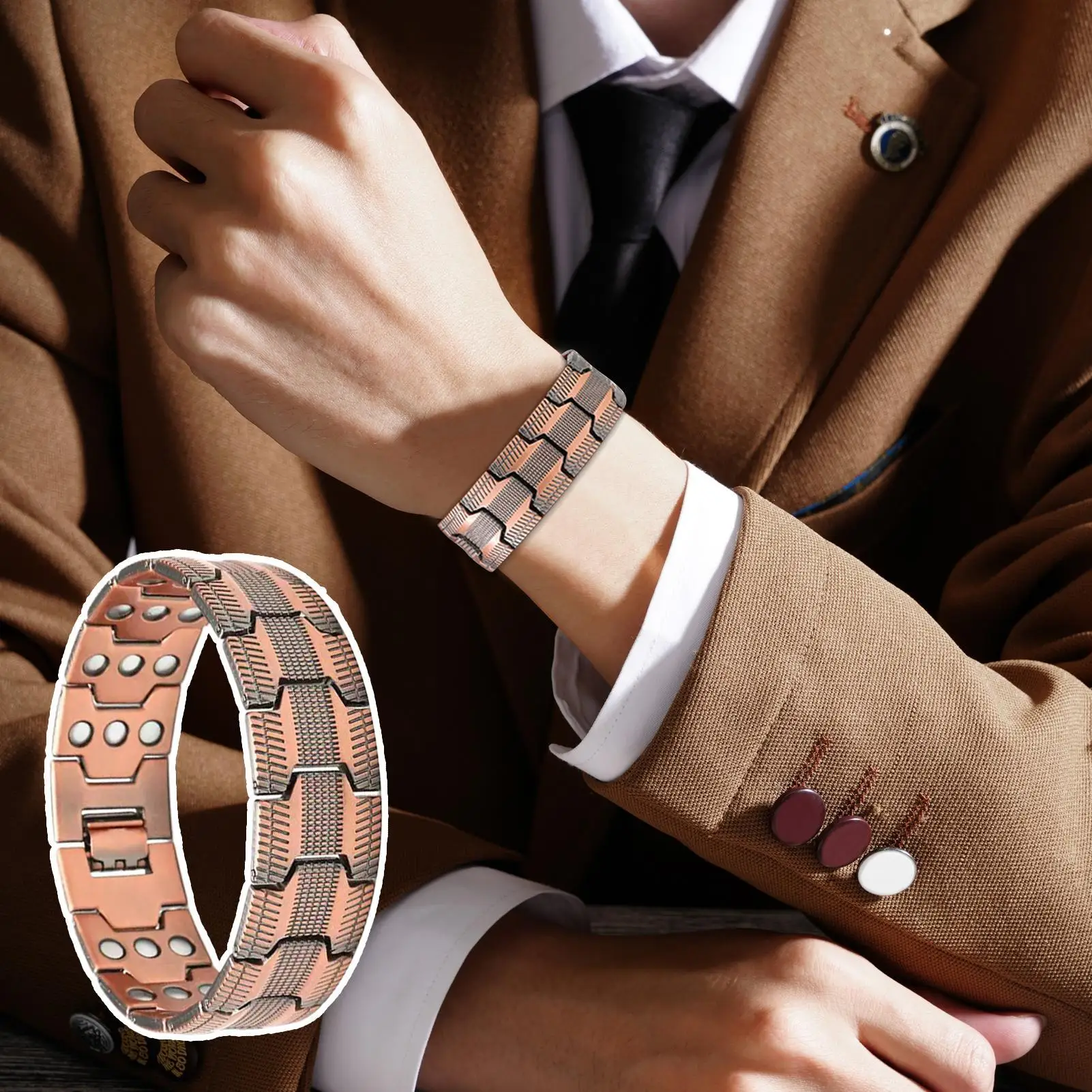 Copper Magnetic Bracelet for Men Mens Copper Bracelets Wristband Jewelry for Energy Health Benefits Exercise Activities Business