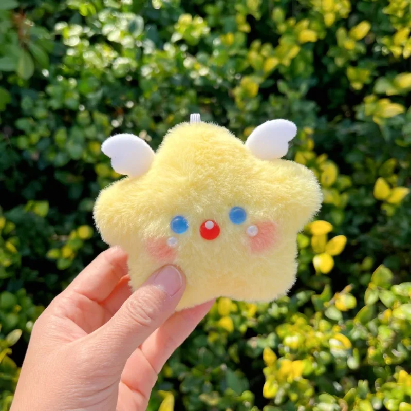 Pendentif étoile d'ange à presser, poupée en peluche Super mignonne, porte-clés de poupée de dessin animé, pendentif de sac à dos