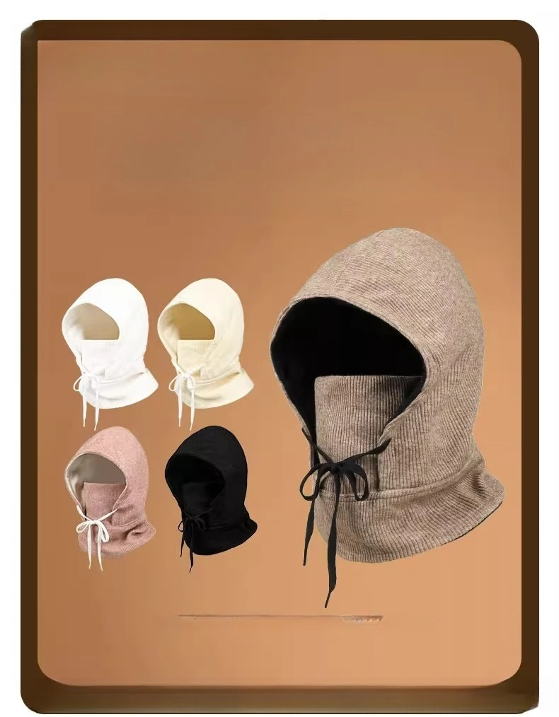 

Hooded Riding Face Mask, Windproof, Thickened and Plush Hat, Integrated with Neck and Collar for Driving
