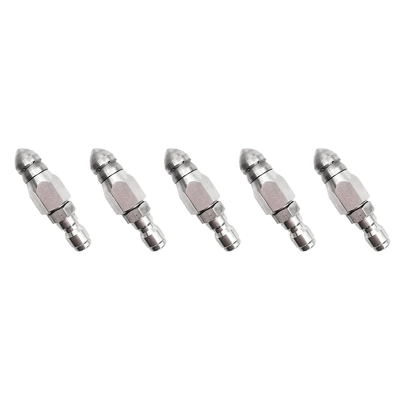 

5X Pressure Washer Sewer Jetter Nozzle With Stainless Steel, Durable Design Sewer Jet Nozzle,1/4Inch Quickly Connector