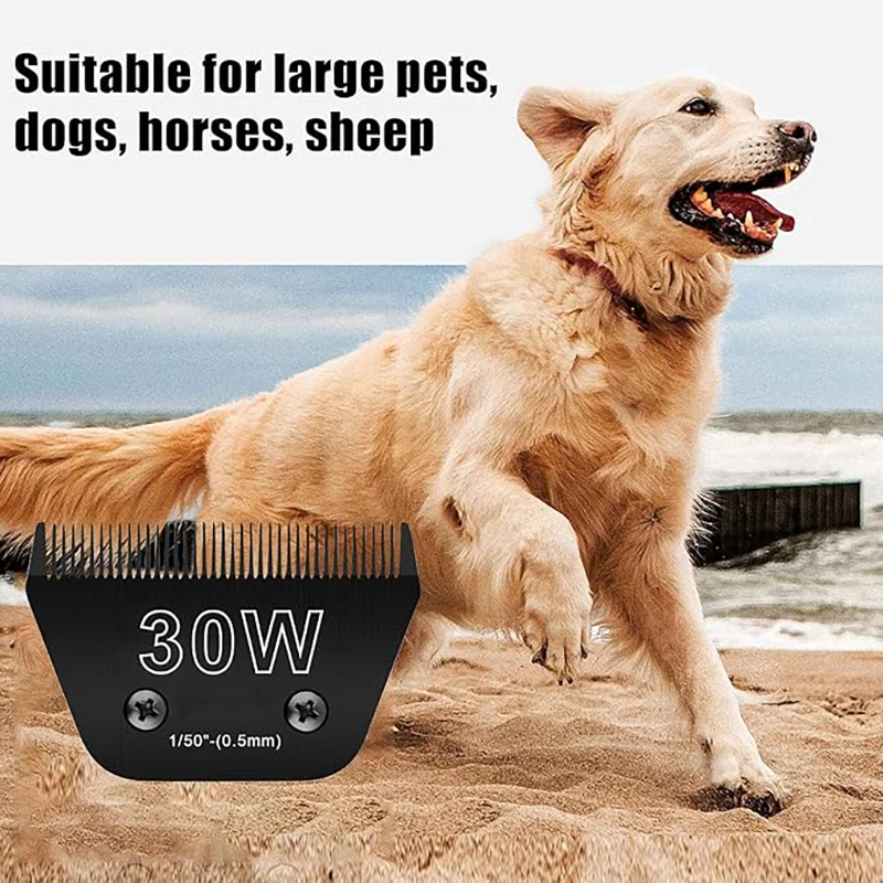 

Black 30W Wide Pet Dog Grooming Detachable Blades,Compatible with Andis,Oster A5,Wahl KM10 Clippers,Cut Length 1/50" 0.5mm
