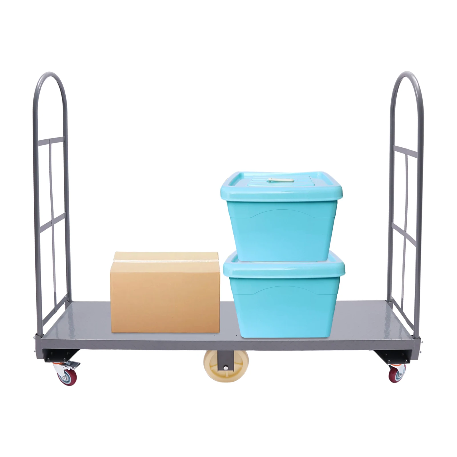 

Шестиколесная стальная тележка U-образной формы, серая, прямоугольная, грузоподъемность 2000 фунтов, для складов, кладовых и транспортных объектов