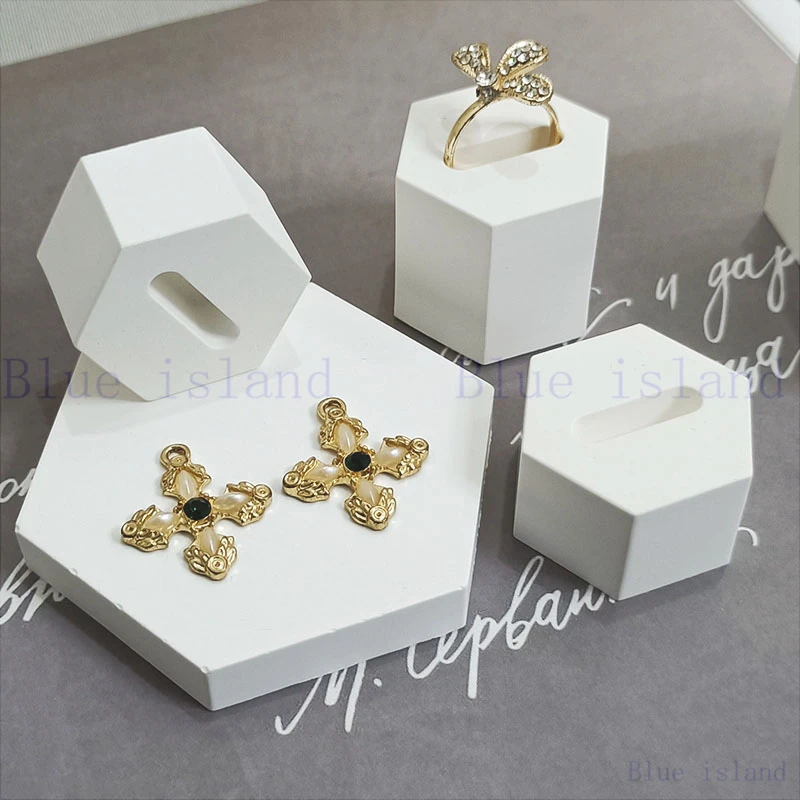 Ring Display Stand Concrete Silicone Mold Simple Hexagon Terrazzo Plaster Jesmonite Cement Mould