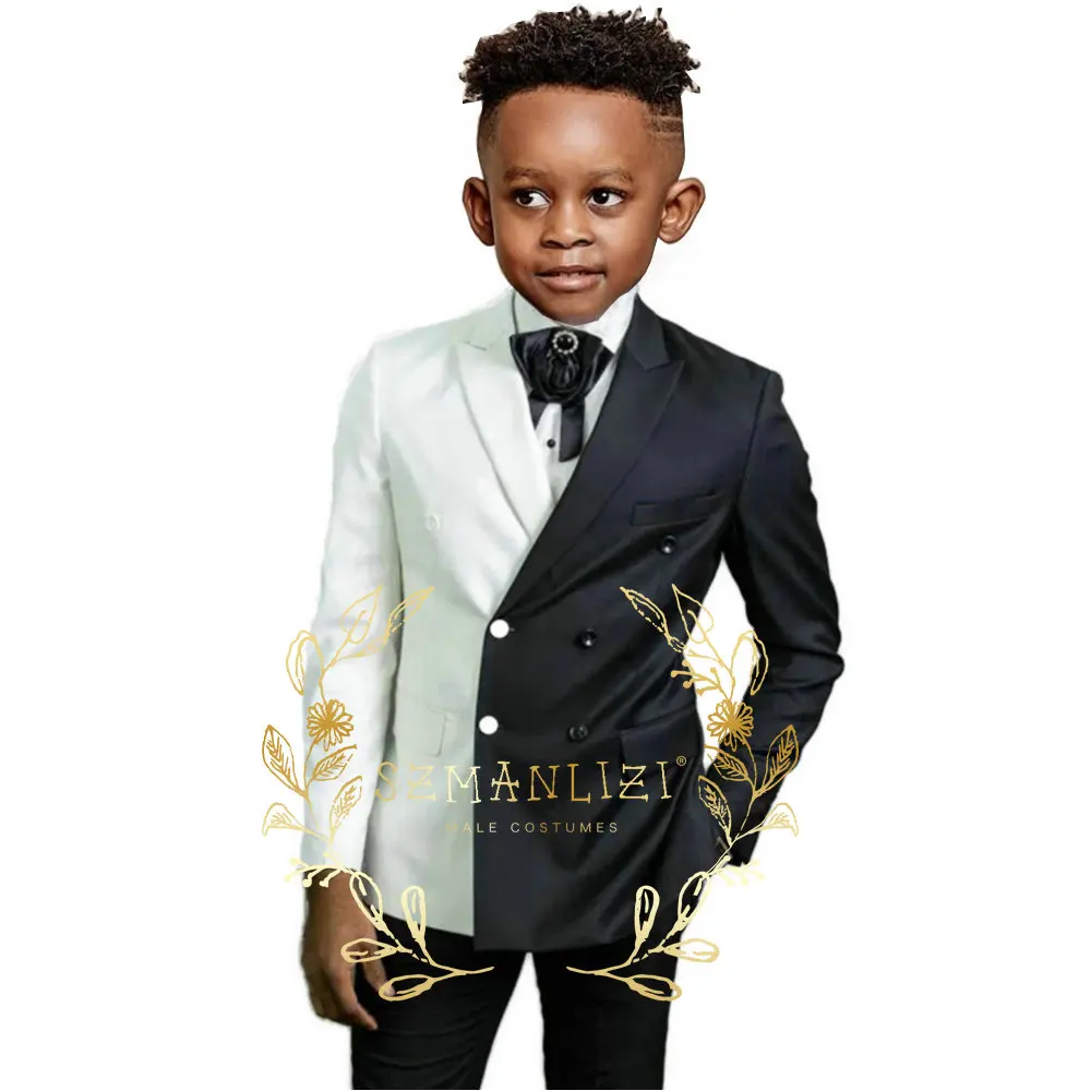 Double Breasted Boys Suit Wedding Jacket Pants Set Red Black Tuxedo Kids Clothes 3-16 Years Old costume enfant garçon mariage