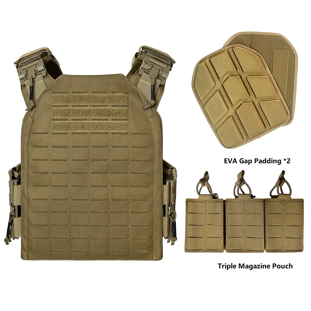 

1000D Nylon Laser Cutting Modular tactical vest with EVA gap padding and Triple mag Pouch