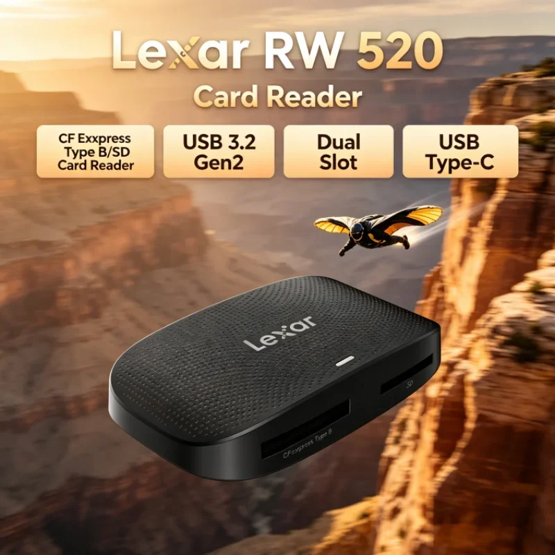 Lexar RW520 Memory Card Reader High Speed CFexpress Type B SD Card Reader USB 3.2 Gen 2 2-in-1 Cable for Photo Transfer
