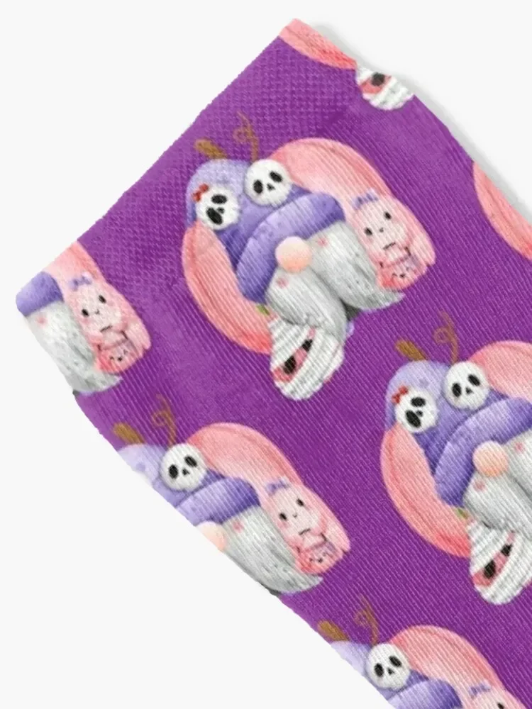 Halloween Gnomes : Funny Gnomes Halloween With Big Pumpkin Pink Socks kids hip hop funny gift Men's Socks Women's