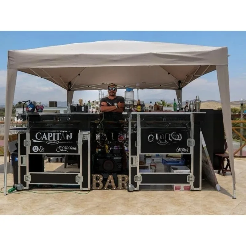 Bar Cabinet Commercial Grade Portable Bar Mobile Bartender Station For Events Trolley Mobile Assembly