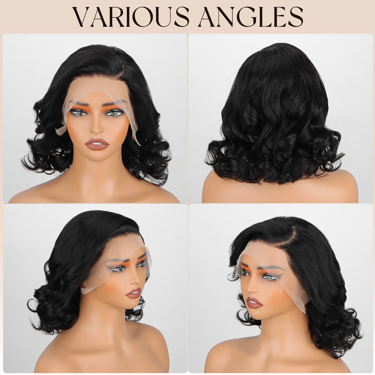 Bob-Perücke, Echthaar, 13 x 4, lockere Körperwelle, HD-Lace-Front-Perücken, Echthaar, vorgezupft, kurze Bob-Perücken, 180 % Dichte, Echthaar-Perücke