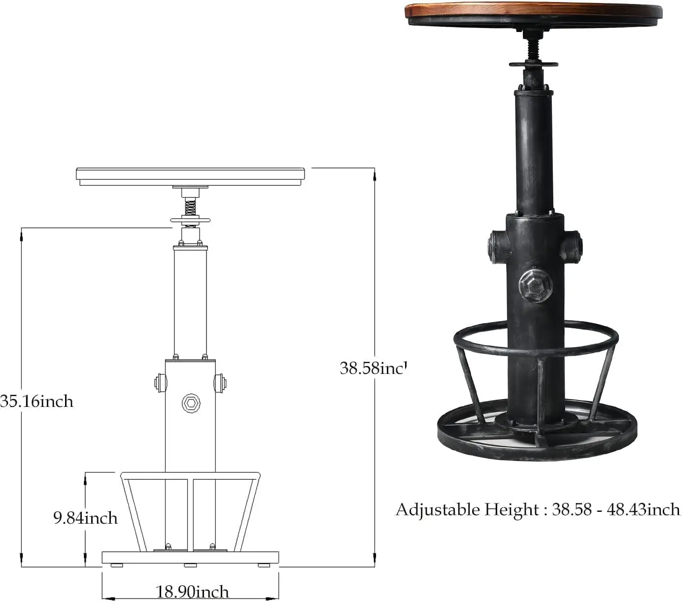 Lokkhan-Bar Mesa Set with Backless Stools for Pub, Cozinha, Jantar, Living, Festa, Bistrô, 2, 3 PCs, 38, 6-48, 4 polegadas, 24-30 polegadas