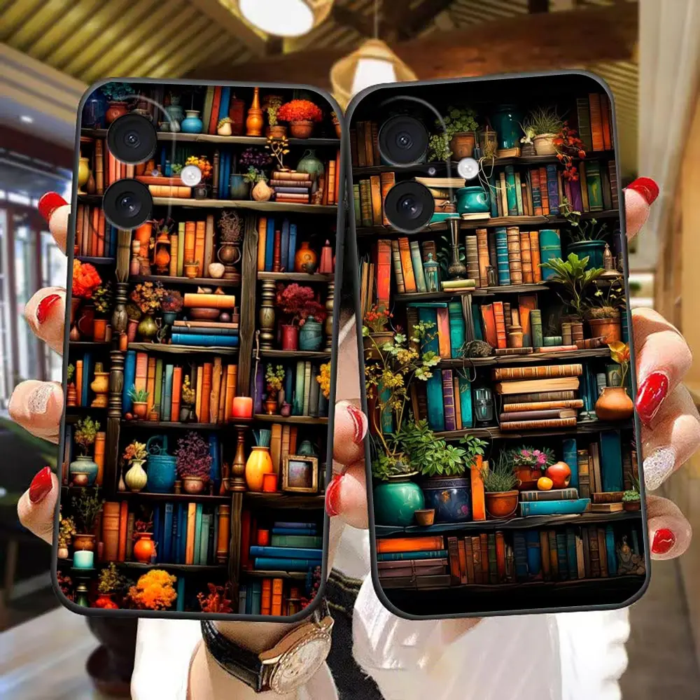 Phone Case For iphone Apple 18 17 17E 16E 16 15 14 8 7 Plus 13 12 11 XR Pro Max Funda Coque Shell Cover Vintage Bookshelf Puzzle