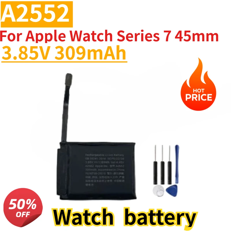 High Quality A2663 A2552 Battery 3.85V For Apple Watch Series 7 Series7 iWatch7 41mm 45mm Brand-New Bateria + tools