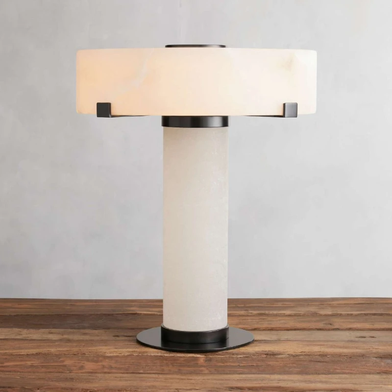 

Medieval snowflake marble table lamp, designer living room study tea room lamp, retro homestay hotel decorative floor lamp